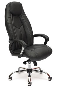 Кресло BOSS Lux, кож/зам, черный/черный перфорированный, арт.9160 в Астрахани