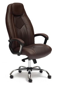 Кресло компьютерное BOSS Lux, кож/зам, коричневый/коричневый перфорированный, арт.9816 в Астрахани