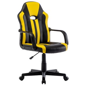 Кресло компьютерное RABIX "Stripe GM-202", экокожа, черное/желтое, 532510 в Астрахани