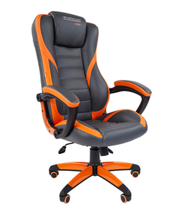 Кресло компьютерное CHAIRMAN GAME 22 эко кожа, серый/оранжевый в Астрахани