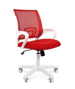 Кресло компьютерное CHAIRMAN 696 white, ткань, цвет красный в Астрахани