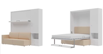 Кровать подъемная Кровать-трансформер Smart (КД 1400+ШП), шкаф правый, левый подлокотник в Астрахани