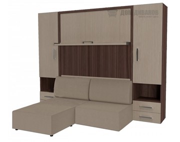 Шкаф-кровать Кровать-трансформер Smart (ШЛ+КД 1600+ШП+Пуф), 2 шкафа, без подлокотников в Астрахани