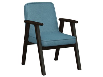 Кресло мягкое Ретро ткань голубой, каркас венге в Астрахани