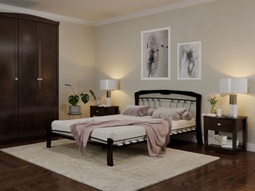 Кровать 2-спальная Муза 4 Лайт, 1600, черный/шоколад в Астрахани