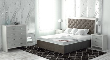 Кровать с механизмом двуспальная Сарма Манхэттен 160х200 (с коробом), высота спинки - 140 см в Астрахани