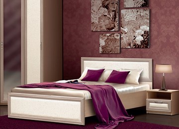 Кровать 2-спальная Версаль Камелия, 1600, шимо светлый/белый кожзам в Астрахани