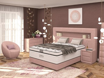 Кровать спальная Smart/Podium M 160х200, Флок (Велсофт Винтажный розовый) в Астрахани