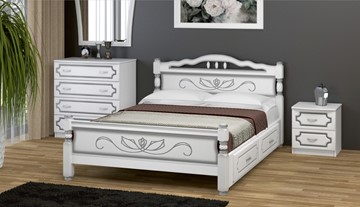 Кровать с выкатными ящиками Карина-5 (Белый Жемчуг) 160х200 в Астрахани