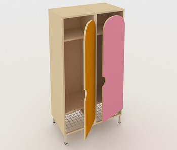 Распашной детский шкаф ШГС2 Беж + Розовый+Оражневый в Астрахани