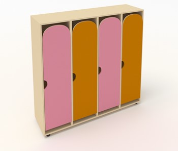 Распашной детский шкаф ШГ4У Беж+Оранжевый+Розовый в Астрахани