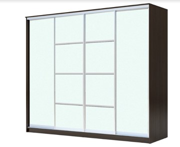 Шкаф 4-х дверный ХИТ 22-24/2-8888, с матовым стеклом, разделительные планки х2, Венге в Астрахани