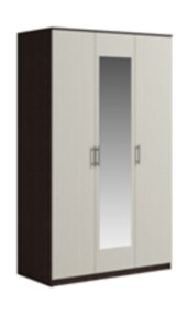 Шкаф 3 двери Genesis Светлана, с зеркалом, венге/дуб молочный в Астрахани