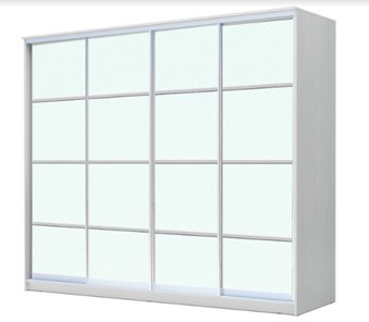 Шкаф 4-х дверный ХИТ 23-24/2-8888, с матовым стеклом, разделительные планки х4, Белый в Астрахани