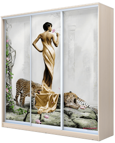 Шкаф 3-х створчатый 2400х2000х620, наполнение №1, Девушка с леопардом ХИТ 24-20-777-03 Дуб Млечный в Астрахани