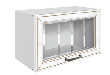 Кухонный шкаф Атланта L600 Н360 (1 дв. рам.) эмаль (белый/белый глянец патина золото) в Астрахани