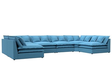 Большой П-образный диван Лига-040, Амур голубой (рогожка) в Астрахани