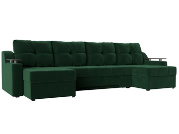 Большой П-образный диван Сенатор, Зеленый (Велюр) боннель в Астрахани