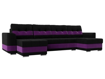 П-образный диван Честер, Черный/фиолетовый (вельвет) в Астрахани