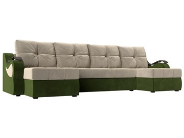 П-образный диван Меркурий П, Бежевый/зеленый (вельвет) в Астрахани
