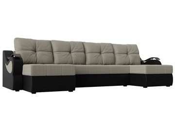П-образный диван Меркурий П, Корфу 02 (рогожка)/черный (экокожа) в Астрахани
