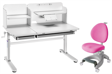 Комплект парта + кресло Iris II Grey + Cielo Pink + чехол для кресла в подарок в Астрахани