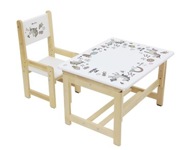 Комплект детской мебели POLINI KIDS ECO 400 SM, ЕДИНОРОГ, 68Х55 СМ, БЕЛЫЙ-НАТУРАЛЬНЫЙ в Астрахани