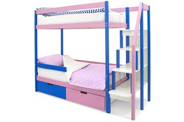 Детская 2-этажная кровать Svogen синий-лаванда в Астрахани