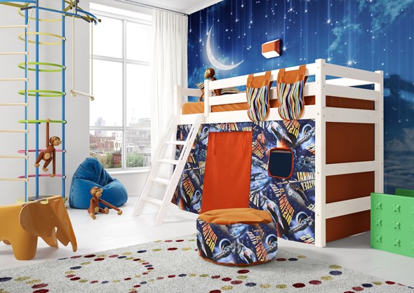 Кровать-чердак в детскую Соня, Вариант 6 Белый в Астрахани - изображение