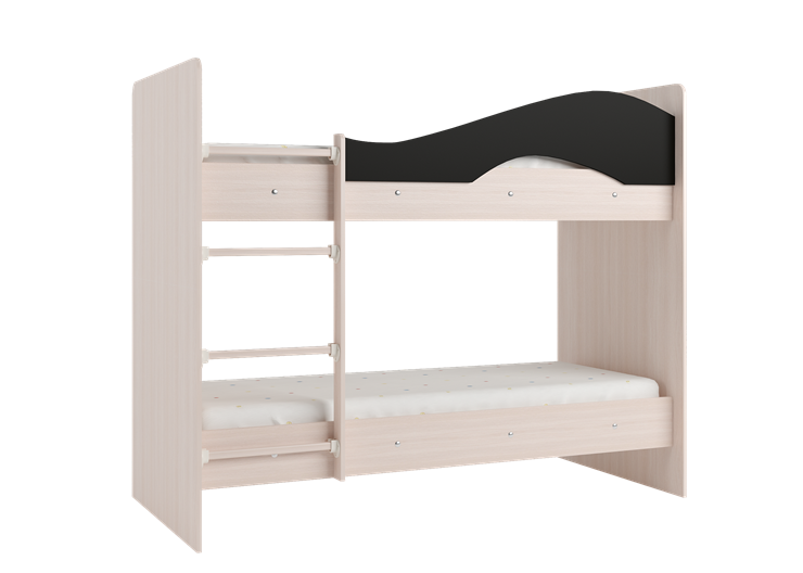 Детская  двухъярусная кровать Мая с 2 ящиками на щитах, корпус Млечный дуб, фасад Венге в Астрахани - изображение 3