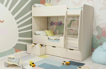 Детская двухъярусная кровать Малыш двойняшка 70х160, корпус Дуб молочный, фасад Дуб молочный в Астрахани