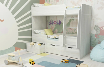 Детская 2-этажная кровать Малыш двойняшка 70х160, корпус Винтерберг, фасад Винтерберг в Астрахани