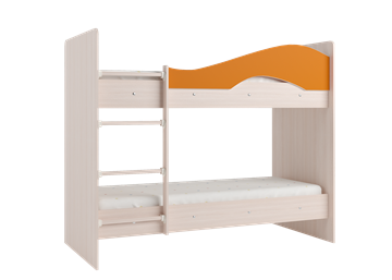 Кровать 2-ярусная Мая с 2 ящиками на щитах, корпус Млечный дуб, фасад Оранжевый в Астрахани - предосмотр 2