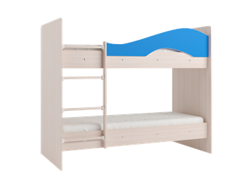 Двухэтажная кровать Мая с 2 ящиками на щитах, корпус Млечный дуб, фасад Синий в Астрахани - предосмотр 2