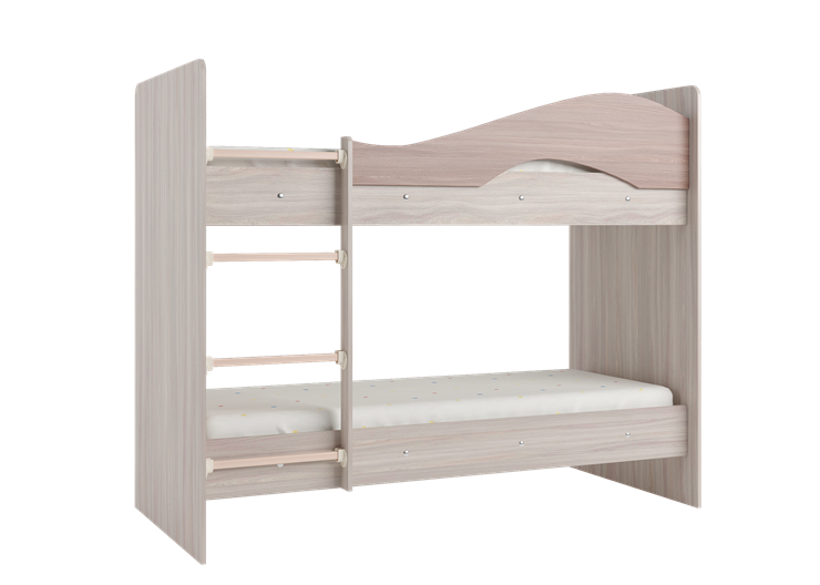 Двухэтажная детская кровать Мая с 2 ящиками на щитах, корпус Шимо светлый, фасад Шимо темный в Астрахани - изображение 2