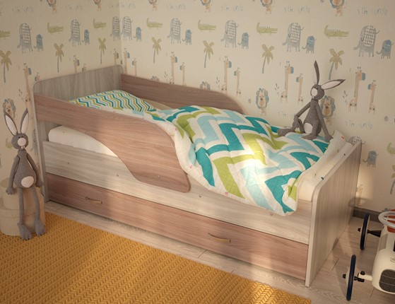 Кровать детская Максимка, корпус Шимо светлый, фасад Шимо темный в Астрахани - изображение