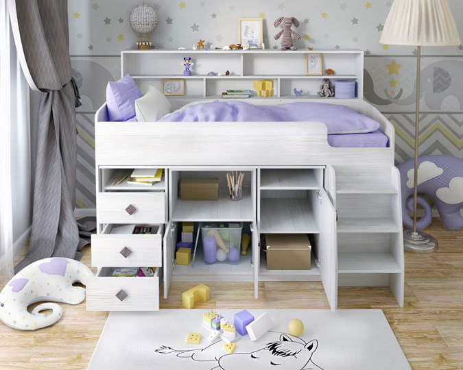 Кровать-чердак в детскую Малыш-5, цвет Винтерберг в Астрахани - изображение 3
