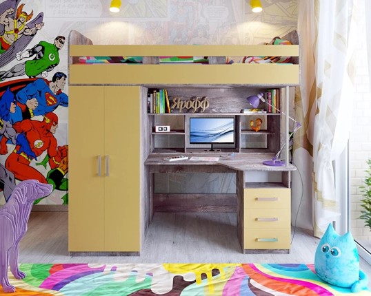 Кровать-чердак детская Аракс, каркас Бетон, фасад Зира в Астрахани - изображение