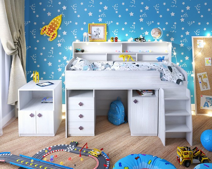 Кровать-чердак в детскую Малыш-5, цвет Винтерберг в Астрахани - изображение 8