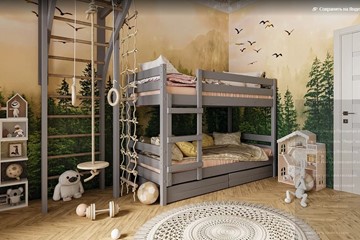 Кровать детская Джуниор двухъярусная с ящиками (Антрацит) в Астрахани - предосмотр 1