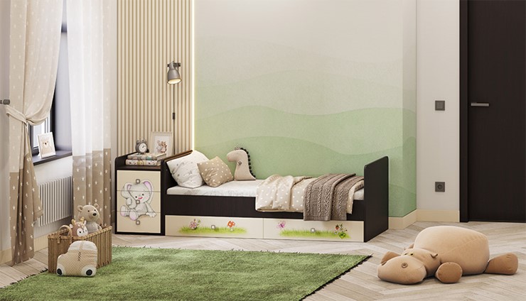 Детская кровать Фея 1100 Зайчонок Венге-бежевый в Астрахани - изображение 5