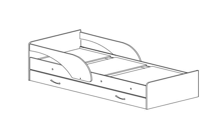 Кровать с ящиками Максимка, цвет Млечный дуб в Астрахани - изображение 1