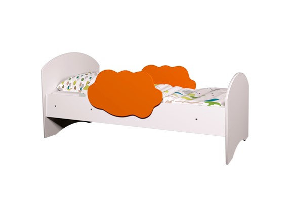 Детская кровать с бортиками Тучка, корпус Белый, фасад Оранжевый в Астрахани - изображение