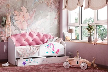 Кровать детская Звездочка с бортиком, Розовый в Астрахани