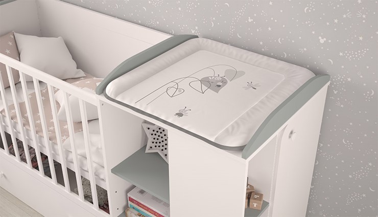 Детская кровать с комодом POLINI Kids Ameli 800 Белый / Серый, серия AMELI в Астрахани - изображение 3