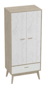Шкаф для одежды Калгари, Дуб натуральный светлый/Белый матовый в Астрахани