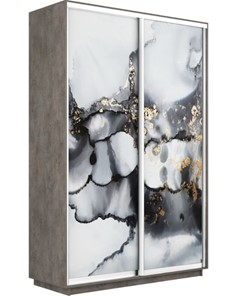 Шкаф 2-дверный Экспресс 1400x450x2400, Абстракция серая/бетон в Астрахани