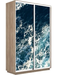 Шкаф двухдверный Экспресс 1400x600x2400, Морские волны/дуб сонома в Астрахани