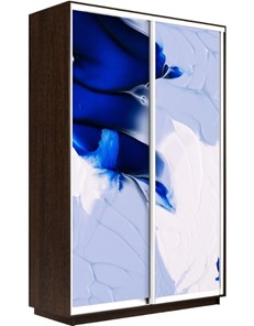 Шкаф 2-х дверный Экспресс 1600x450x2200, Абстракция бело-голубая/венге в Астрахани