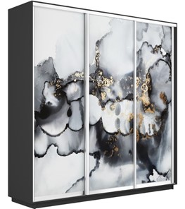Шкаф 3-створчатый Экспресс 1800х450х2400, Абстракция серая/серый диамант в Астрахани
